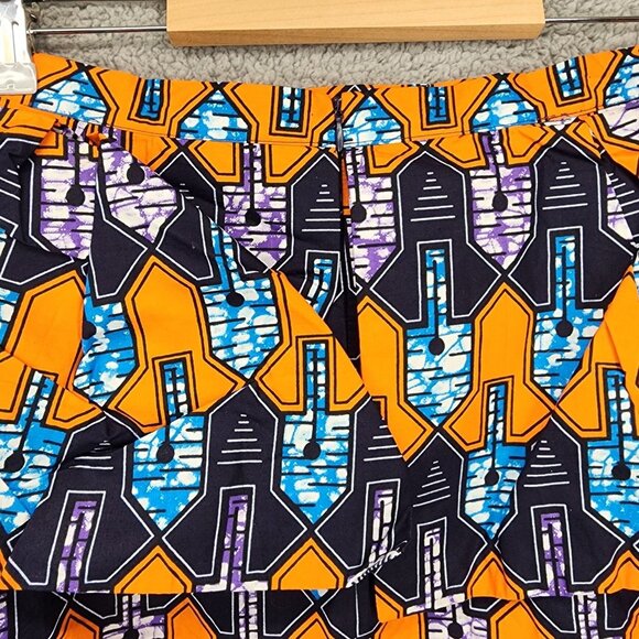 Vibrant Orange and Blue Patterned Skirt - Picture 9 of 16